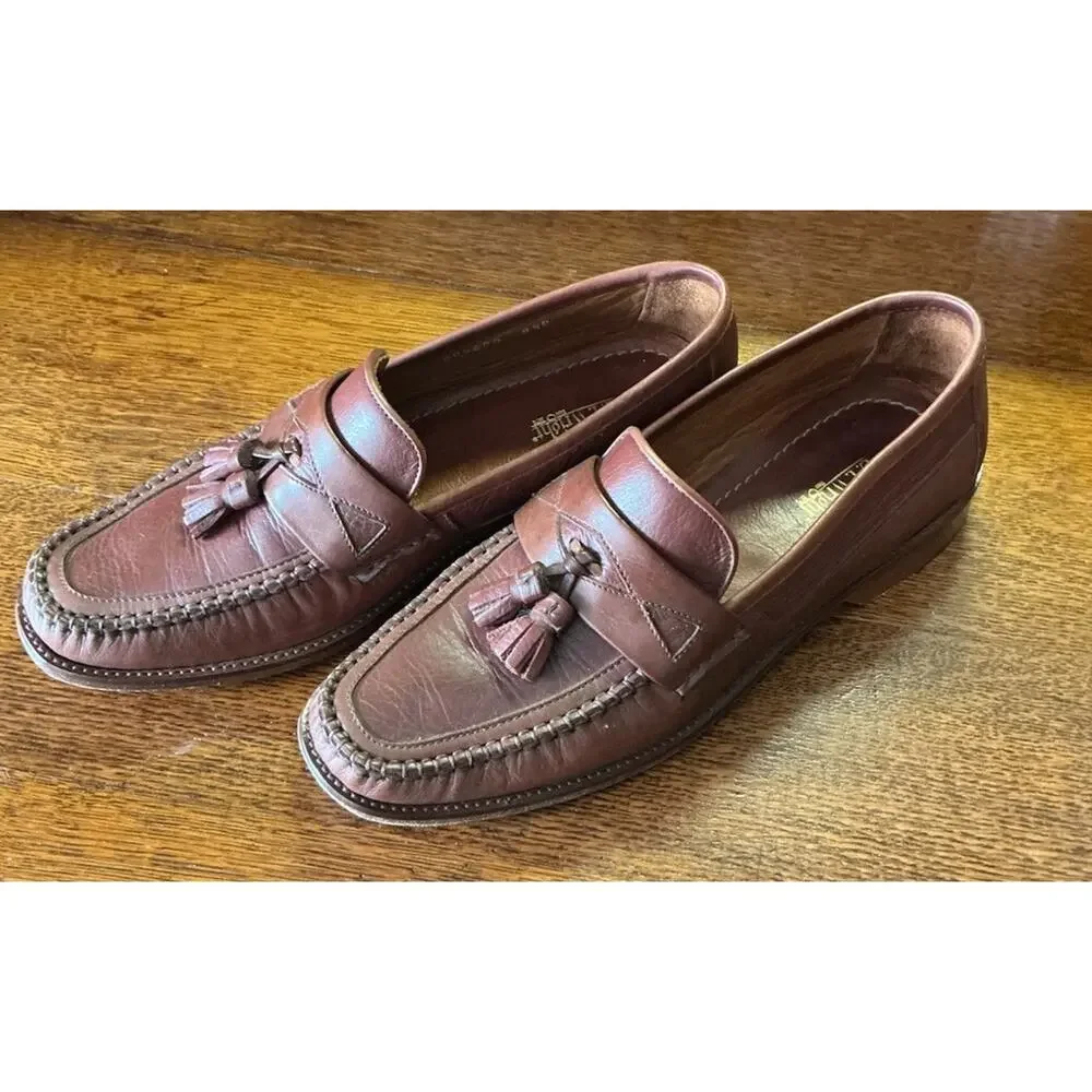ET Wright brown leather tassel loafer dress shoe men’s size 8.5 Made In Italy